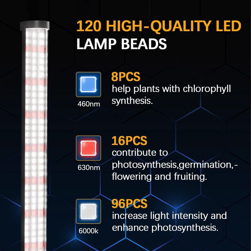 AWLYLNLL Store Grow Lights for Indoor Plant, T10 Vertical Standing LED Growing Plant Lamp, 5-Level Dimmable, Auto On Off Timing 4/8/12/18Hrs, Height 18.9'' - Image 4
